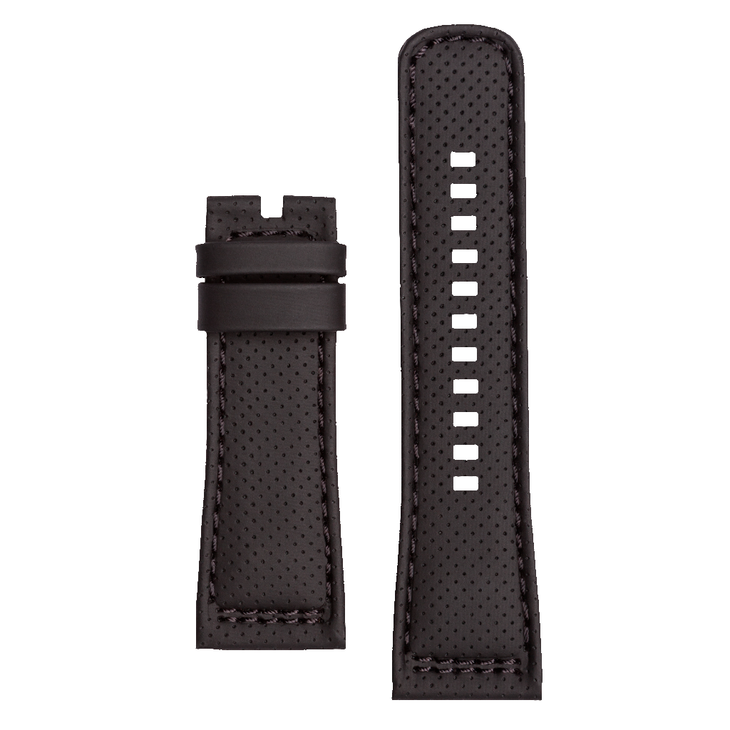 STRAP, LEATHER, BLACK, WITH BLACK STITCHING  (P3/01)