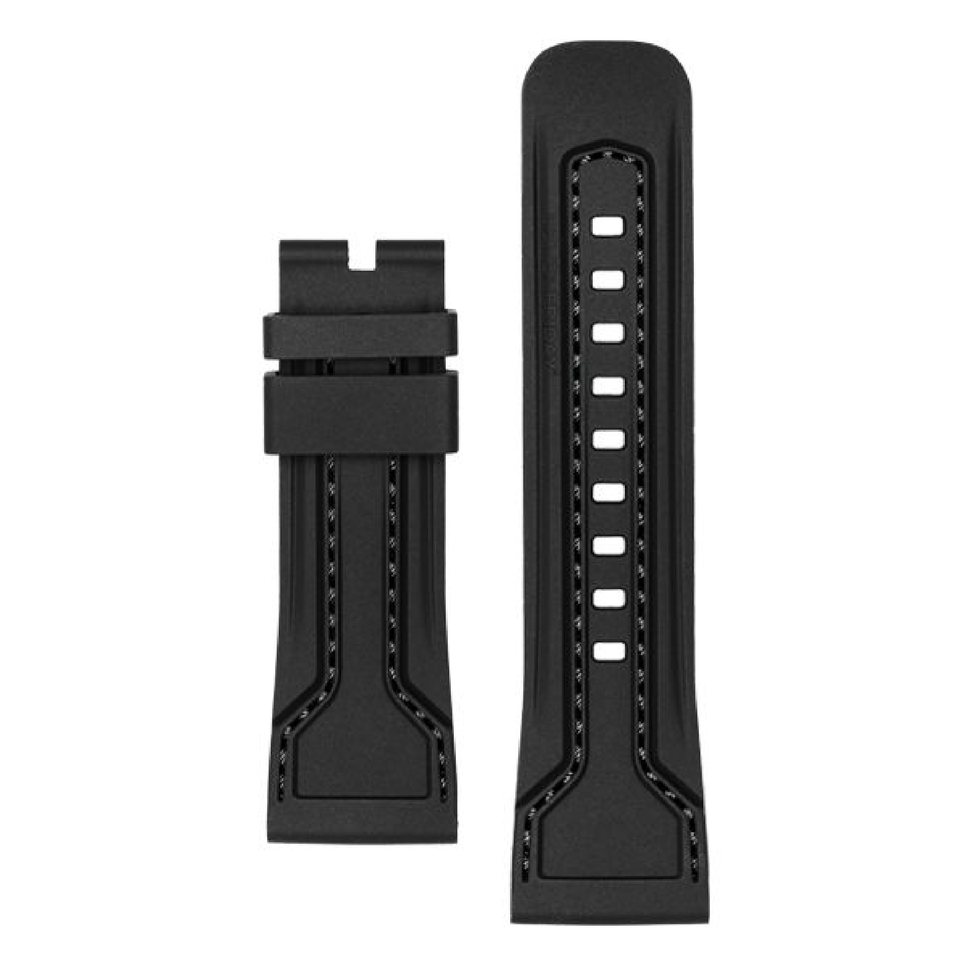 STRAP, Silicone, Black with Black stitching