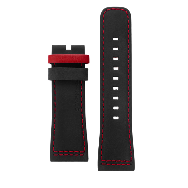 STRAP, Leather, Black with Red stitching (P1B/10)